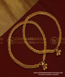 ANK073 - 10 Inch One Gram Gold Plate Gold Beads Anklet Designs Padasaram for Women 