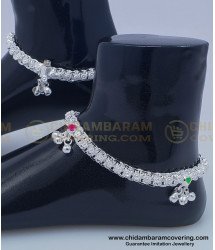ANK084 - 10 Inches South Indian Jewelry Best Quality Designer White Metal Anklet Online