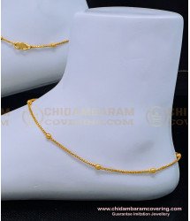 ANK089 - 10.5 Inches simple Light Weight thin balls chain anklet gold design payal for women 
