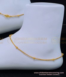 ANK089 - 10.5 Inches simple Light Weight thin balls chain anklet gold design payal for women 
