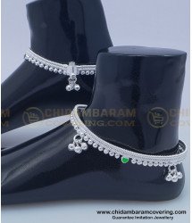 ANK099 - 10 Inches First Quality Fancy Silver Anklet Velli Muthu Kolusu Buy Online 