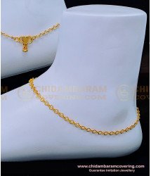 ANK100 - 12 Inches Modern Simple Light Weight Anklet 1 Gram Gold Payal for Girls