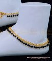 black moti anklet, crystal anklet, karimani kolusu, fancy anklet, black beads anklet for one leg, gold covering kolusu, gold covering padasaram, 