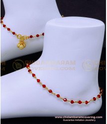 ANK109 - 10 Inch Gold Plated Light Weight Red Crystal Anklets Online Shopping
