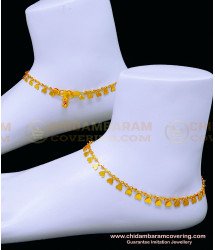 ANK125 - 10.5 Inch Latest Light Weight Heart Model Anklet Designs Gold