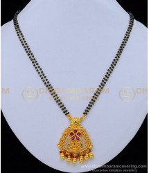 BBM1023 - Trendy Modern Mangalsutra Design Double Line Black Beads Short Hindu Mangalsutra