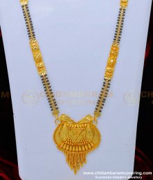 BBM1036 - 30 Inches Gold Pattern Forming Gold 3 Line North Indian Hindu Mangalsutra Designs