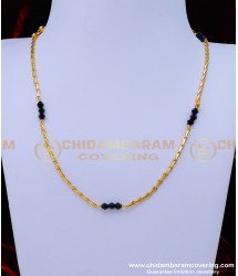 BBM1058 - Simple Gold Design Black Crystal Karimani Chain for Women