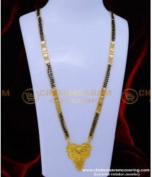 BBM1066 - Gold Hindu Mangalsutra Design Long with Black Beads Thali Chain