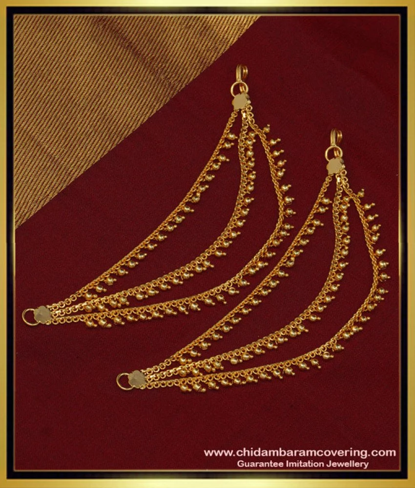 Buy One Gram Gold Modern Earrings 3 Line Long Chain Hoop Earrings Buy Online