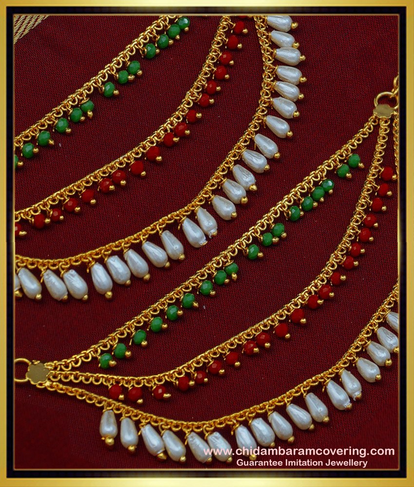 latest gold matilu design, champa charalu design in gold, Champaswaralu gold design with price,gold maatal, 3 line maatal, three line beaded maatil, 