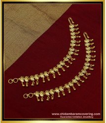MAT129 - Traditional Gold Side Mattal Leaf Design Hook Type Ear Chain Imitation Jewelry Online