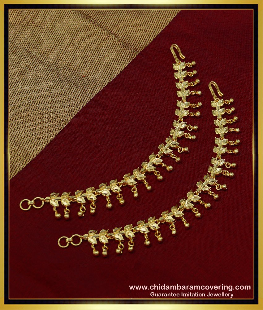 mattal, maatel, champaswaralu, champaswaralu gold, ear chain online, gold ear chain, one gram gold ear chain, gold plated ear chain, 