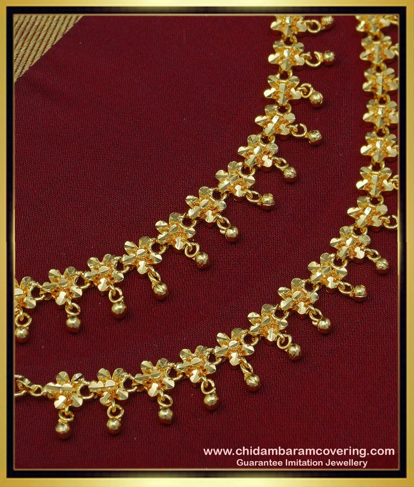 Buy New Model Real Gold Pattern Flower Design Champaswaralu One Gram ...