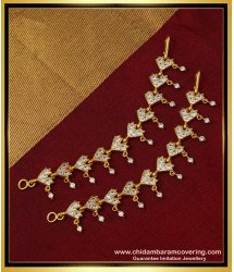 MAT138 - Traditional Real Gold Design Impon Leaf Design White Stone Matilu Design for Wedding