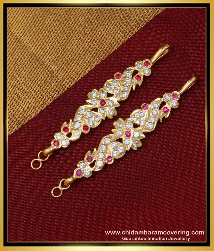 matilu design, one gram gold jewellery, champaswarlu, ear chain, 