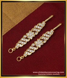 MAT147 - Trendy One Gram Gold White Stone Bridal Wear Mattal Short Ear Chain Design 