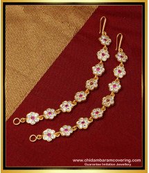 MAT155 - Beautiful Flower Design Geti Metal Side Ear Chain Impon Mattal Design for Wedding  