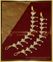 MAT181 - Gold Plated Impon white stone Ear Chain Online Shopping