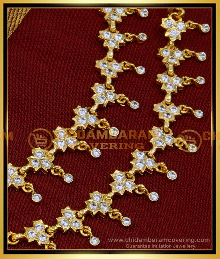 Gold Plated Impon white stone Ear Chain Online Shopping