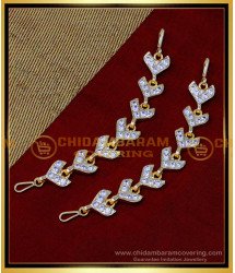 MAT196 - Leaf Design White Stone Impon Women Ear Chain Designs