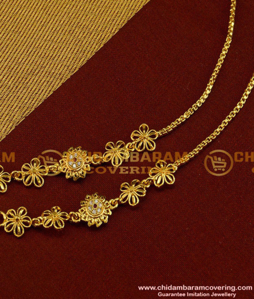 MAT22 - Beautiful Flower Design Stone Ear Chain Matching for Stone Jhumkas 