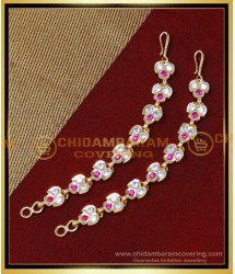 MAT221 - Gold Plated Impon Stone Ear Chain Latest Gold Matilu Designs