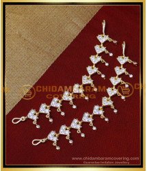 MAT225 - Bridal Wear White Stone Impon Gold Side Mattal Design Online