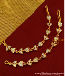 MAT47 - Gold Design 5 Metal High Quality Red and White Stone Mattal Design Side Ear Chain 