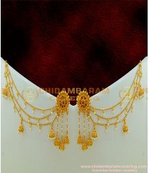 MAT69 - Bahubali Earrings Designs Layer Chain Earrings Jhumkas with Pearl Drops Mattal Chain Design Online