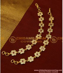 MAT95 - Beautiful Impon Ad Stone Flower Design Geti Mattal Side Ear Chain for Wedding