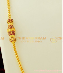MCHN124 - New Designer Ruby Stone Mugappu Gold Thali Chain Design Buy Indian Jewellery Online