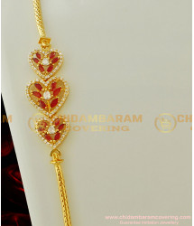 MCHN136 - 30 Inches First Quality Heart Shape Side Pendant Mugappu with Long Roll Kodi Thali Chain Designs Online