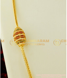 MCHN147 - Trendy Tri Colour Cylinder Shape Mugappu Chain South Indian Jewellery Online