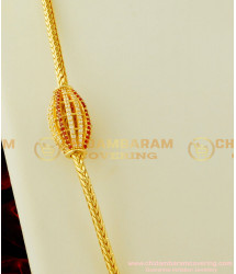 MCHN148 - New Fashion White and Ruby Stone Cylinder Shape Mugappu Chain Artificial Jewellery Online