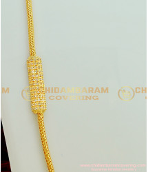 MCHN152 - American Diamond Designer Mugappu Side Stone Pendant Thali Kodi Mugappu Chain