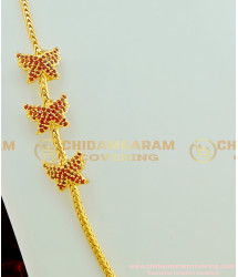 MCHN175 - Pure Gold Plated Ruby Stone Gold Finish Butterfly Mugappu Chain Design for Ladies 