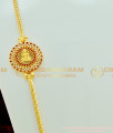 MCHN180 - Latest Gold Design Ad Stone Round Shape Plain Gold Lakshmi Mugappu Chain Design Online