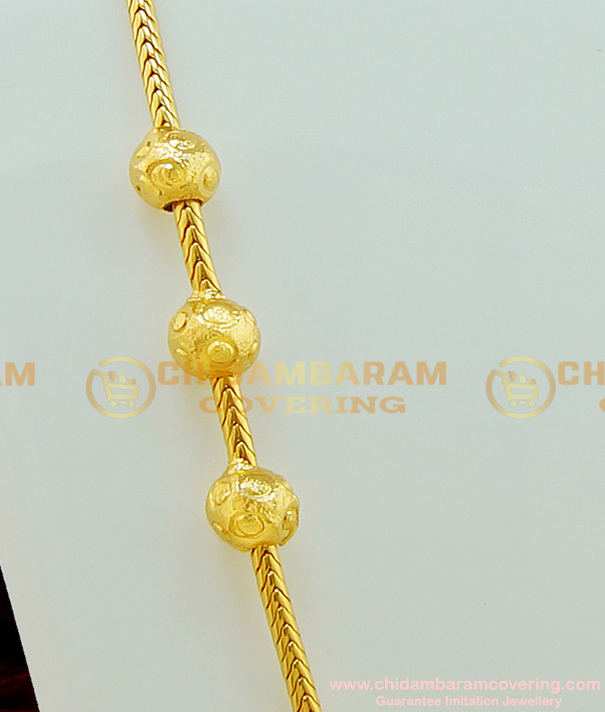 MCHN182 - Gold Look Plain Ball New Model Mugappu Thali Chain Design for Women