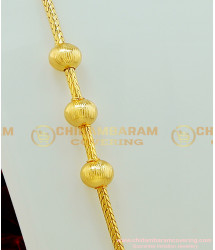 MCHN183 - Trendy 3 Golden Beads Micro Gold Plated Guaranteed Mugappu Thali Chain Online