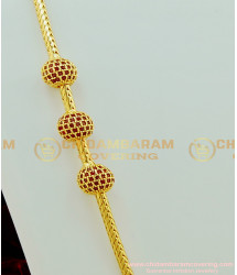 MCHN187 - Beautiful Ruby Stone Balls Design Side Locket Mangalsutra Mugappu Chain South Indian Jewellery Online