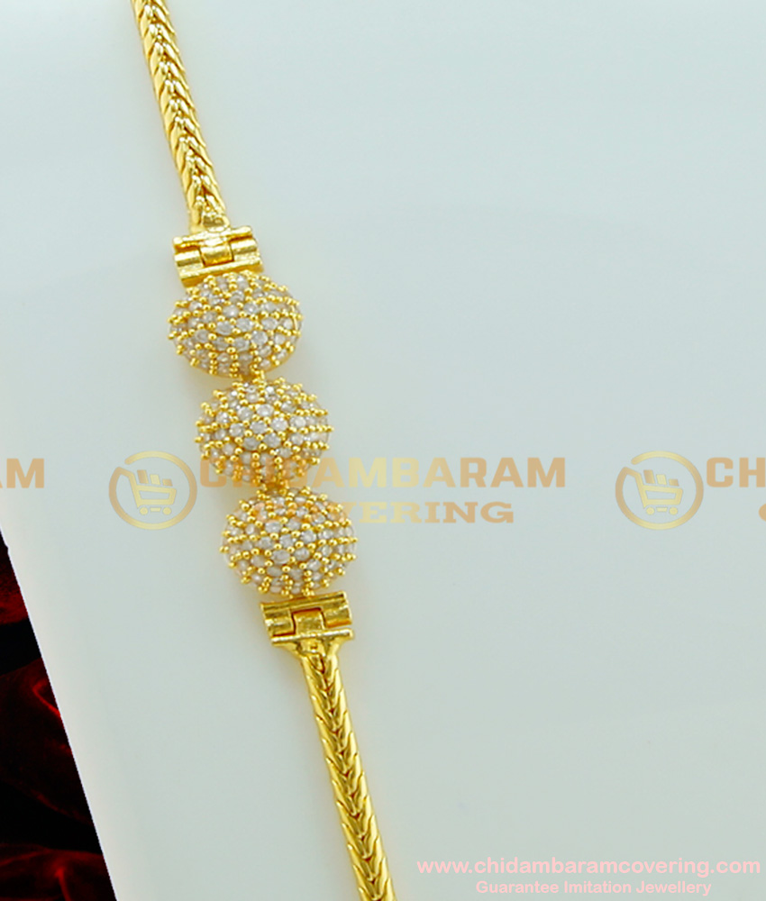 MCHN188 - Trendy Full White Stone Mugappu Thali Chain Buy Online Shopping 