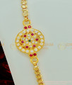 MCHN255 - Impon Gold Design Big Round Ad Stone Side Pendant with Designer Chain Online Shopping