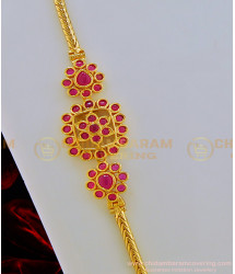 MCHN272 - New Design Pink Colour Kemp Stone Mugappu Thali Kodi Chain Collections