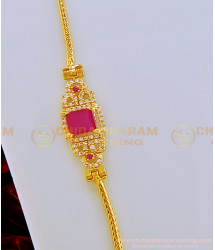 MCHN275 - One Gram Gold American Diamond Stone Side Pendant Light Weight Gold Mugappu Designs 
