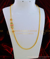 MCHN286 - 24 Inches Unique Collection Thali Chain Tri Colour Stone Mugappu Chain One Gram Gold Jewelry Online
