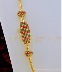 MCHN287 - Attractive Look High Quality Gold Design Ruby Emerald Ad Stone Mugappu Chain for Female 