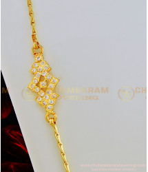 MCHN311 - 30 Inches Gold Design Full White Stone Impon Mugappu Chain Best Price Online 