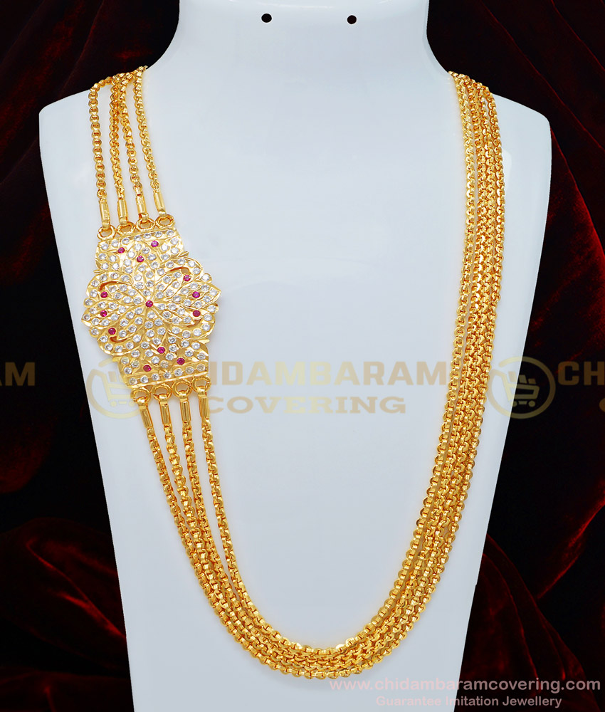 one gram gold mugappu chain, chidambaram gold covering mugappu chain,