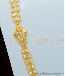 MCHN335 - South Indian Peacock Design Double Line Beads Mugappu Chain Imitation Jewelry Online